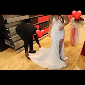 Elegant White Gown with Slit